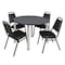 Kee Kee Round Table & Chair Set, Wood, Metal, Vinyl Top, Grey TB48RNDGYBPCM29BK - alternate 1